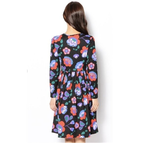 Marimekko Mollamaija Floral Dress XS Long Sleeve Pockets Cotton Gatherin… - Picture 2 of 12
